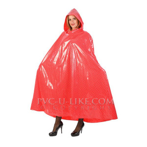 KLEMARO PVC Plastik - Cape Regencape geschlossen CA08 RES5 Rot glänzend weiß gepunktet - Auf Lager